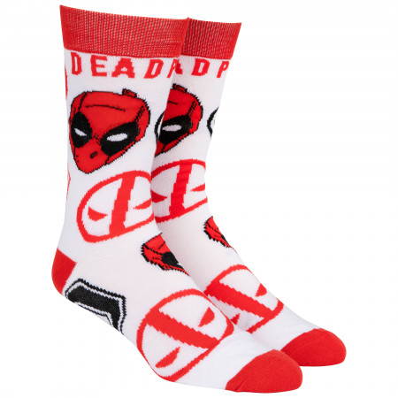 Deadpool Faces and Symbols Crew Socks